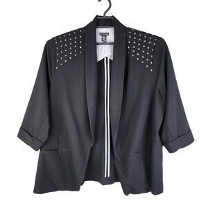 Womens Black New Directions Studded Blazer Jacket 3/4 Cuff Sleeve Size 2X
